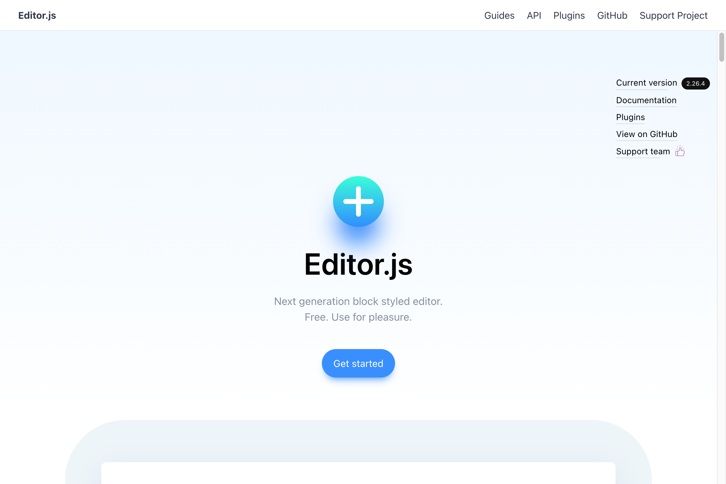 Editor.js landing page