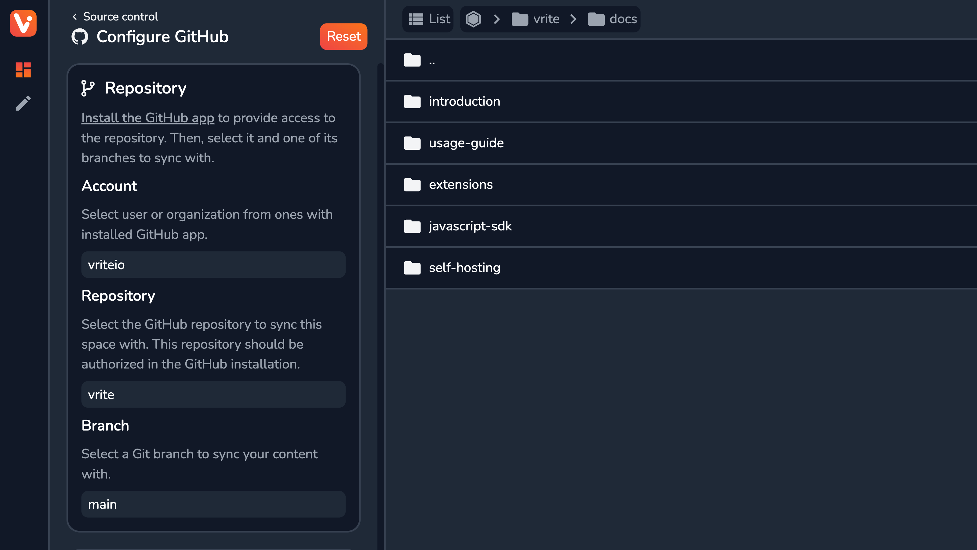 Configuring Vrite's Git sync with GitHub