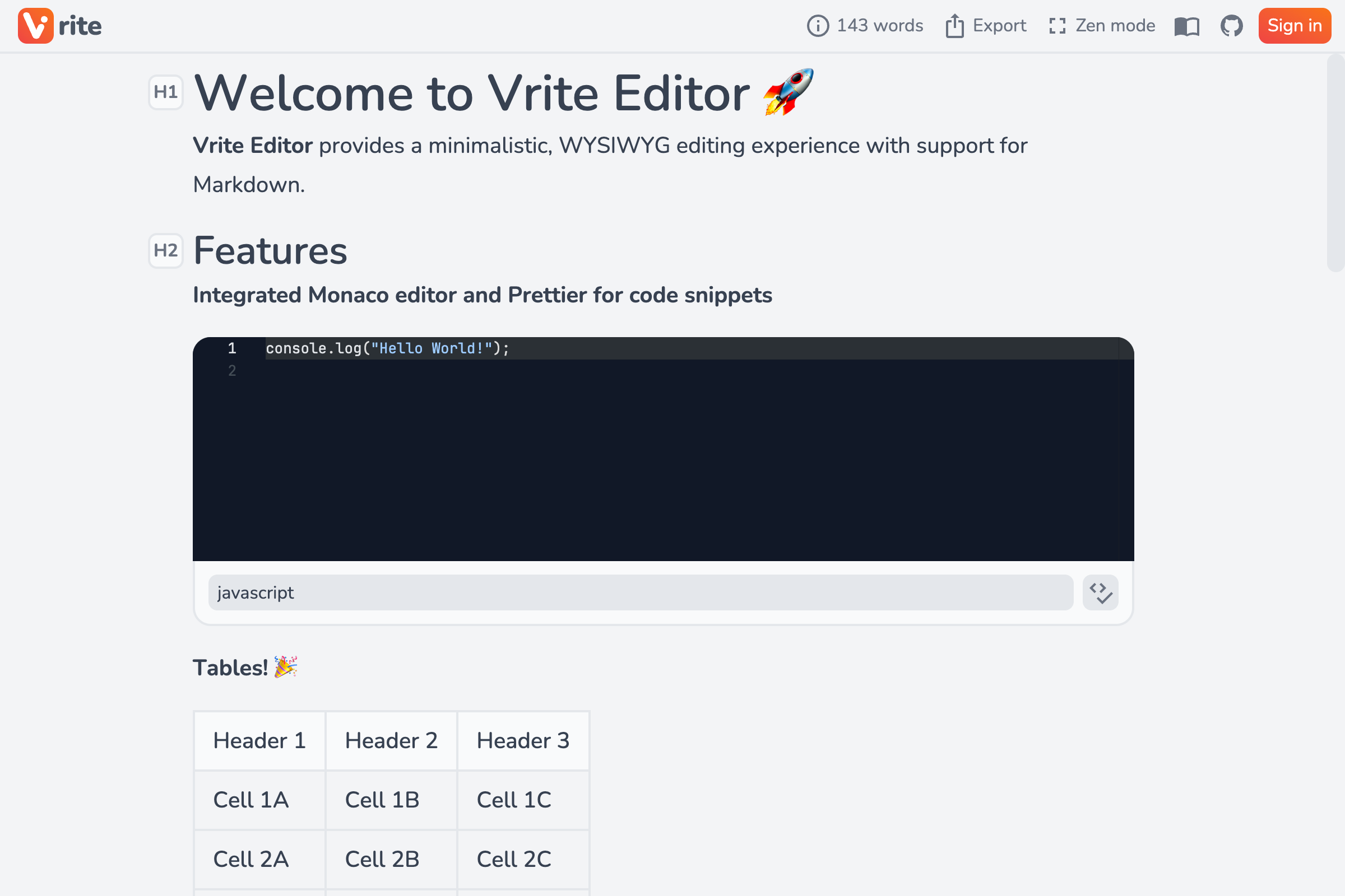 Vrite WYSIWYG editor