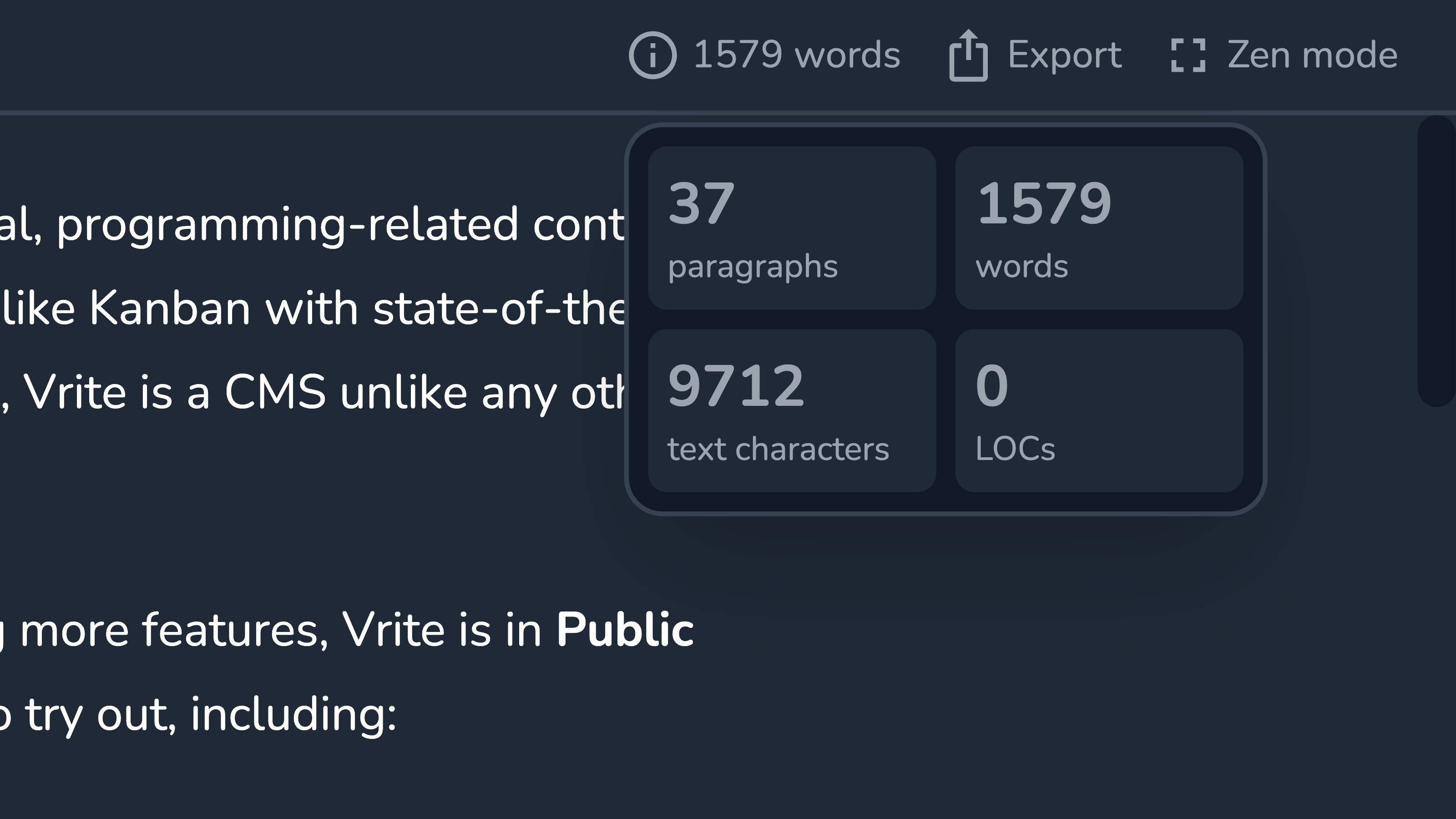 Vrite editor toolbar