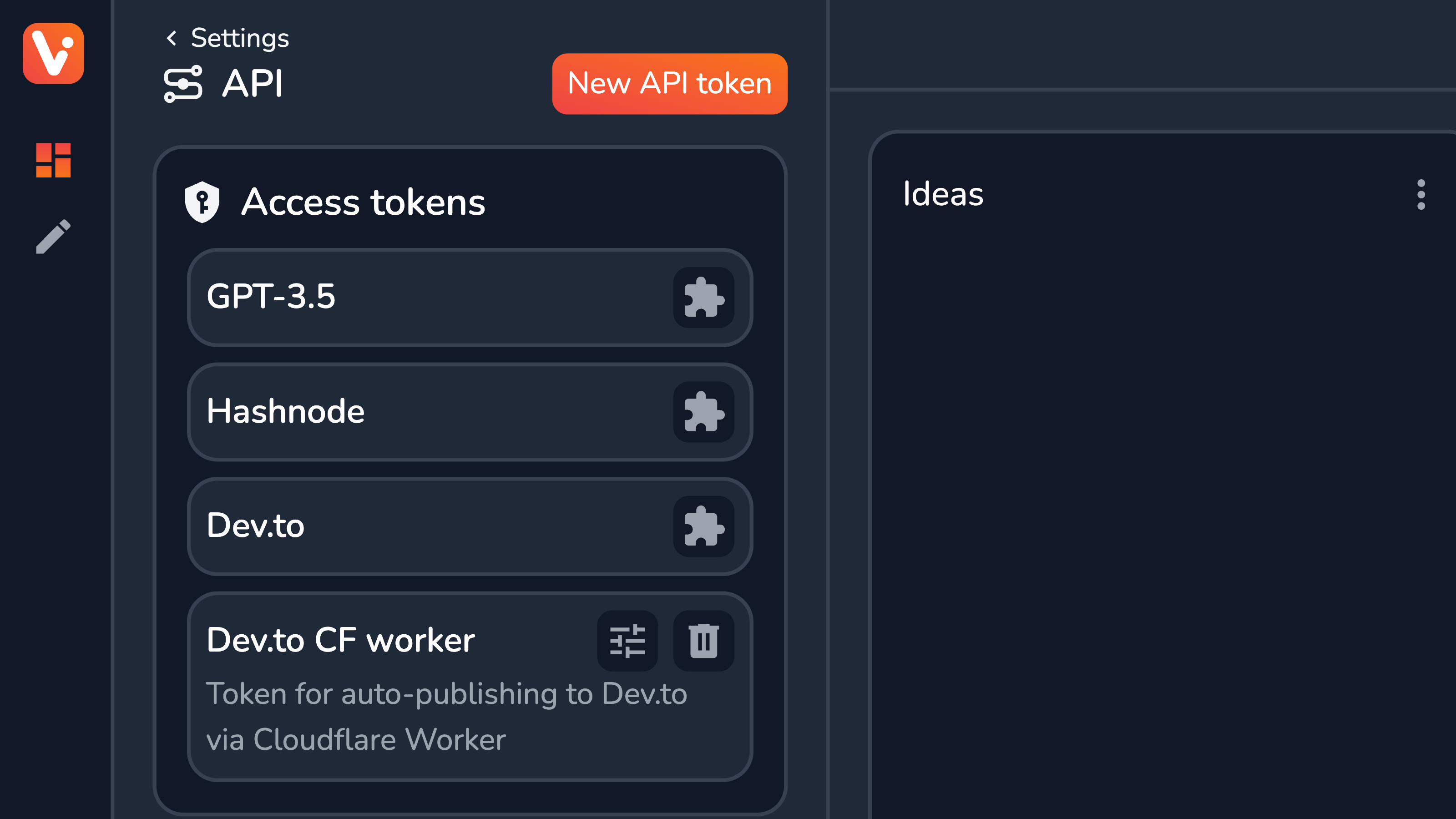 Access tokens created for Extensions