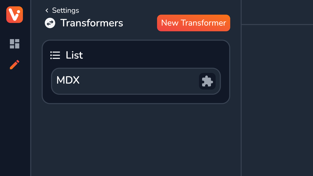 Custom transformers section in Vrite's settings