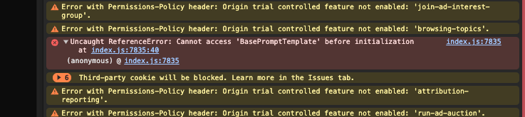 ReferenceError: Cannot access 'BasePromptTemplate' before initialization